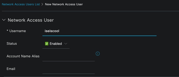 ネットワークアクセスユーザの作成