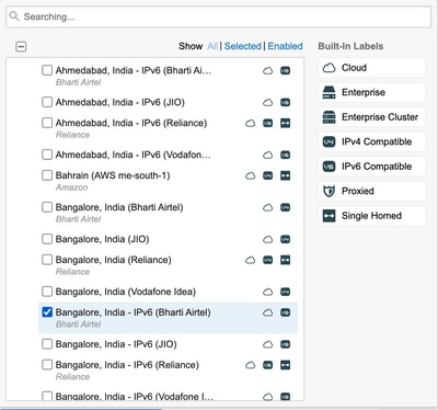 Cloud and Enterprise Agents list