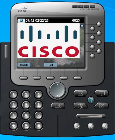IP Phone displaying the screensaver image.