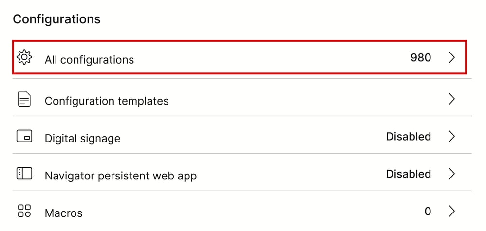 Endpoint Configuration section in Control Hub