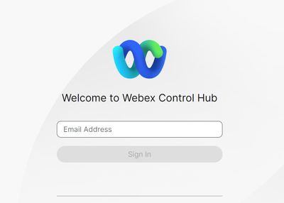 Control Hub Login Screen