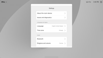 Device settings menu