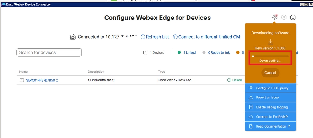 Downloading Webex Edge for devices