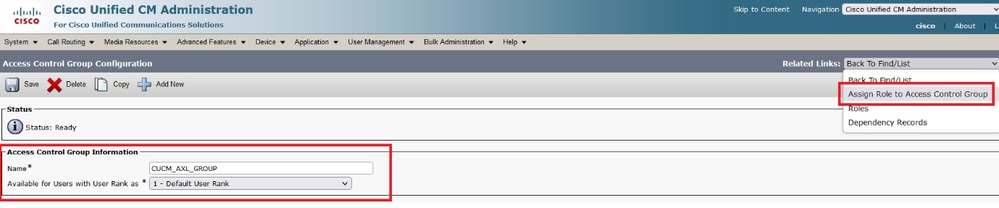 Assigning API Access to AXL Group