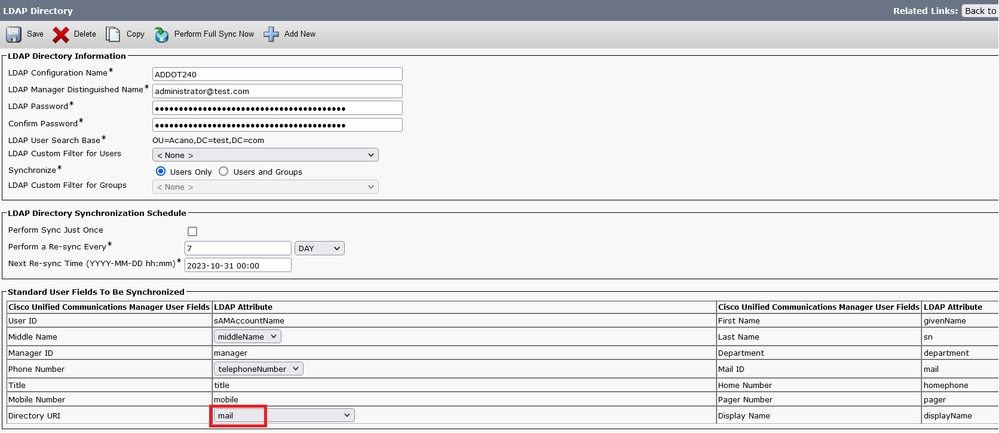 CUCM LDAP Configuration 2