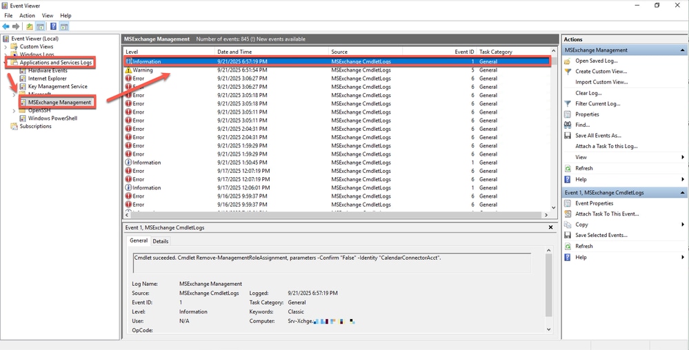 Event Viewer logs