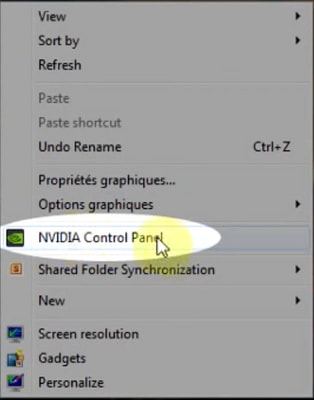 RMB-click, select NVIDIA Control Panel.