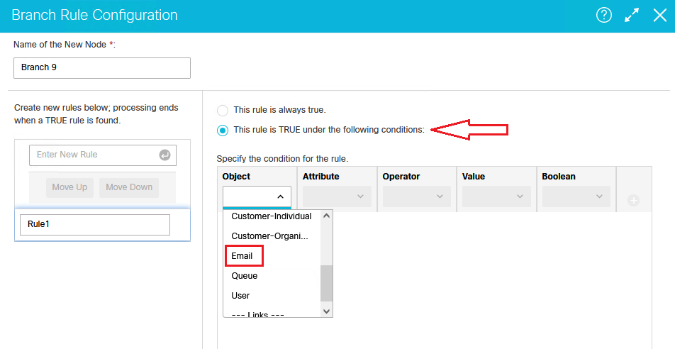Figure 8a: The Branch Rule Configuration Dialog Box