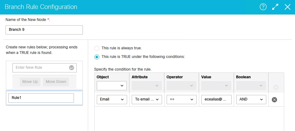 Figure 8c: The Branch Rule Configuration Dialog Box