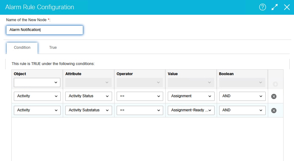 Figure 10b: Configure the Condition Tab on the Alarm Rule Configuration Screen