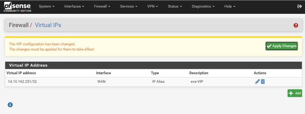 pfSense GUI - VIP List