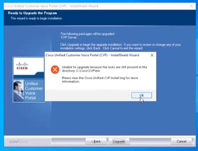 Unable to Upgrade Error