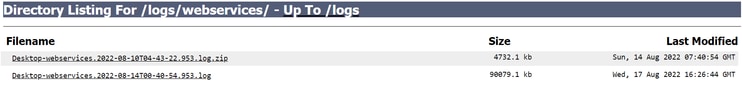 Directory listing for logs/webservices/ - Up to /logs