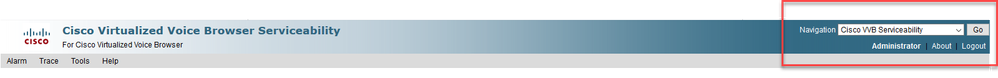 Navigate to Cisco VVB Serviceability page