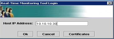 Cisco Real Time Monitor Tool (RTMT) login – IP address