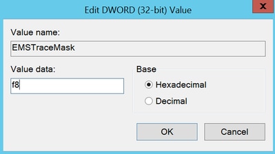 EMSTraceMaskを編集し、値をf8に設定する