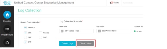 UCS Log Collection Schema voor traceerniveaus