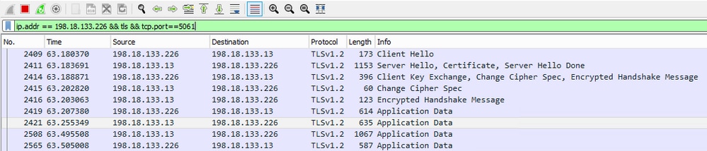Packet Capture Filtering CVP Secure SIP Signals Between CVP and CUBE