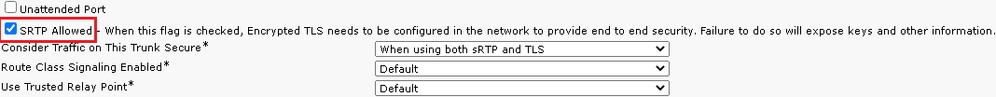 Enable SRTP on SIP Trunk Configuration for CVP