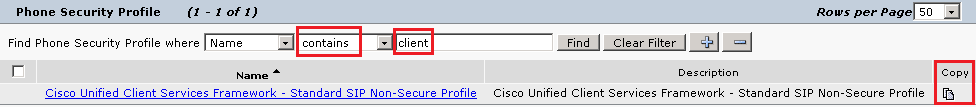 Copy Existing Phone Security Profile