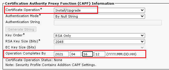 Setting CAPF Parameters