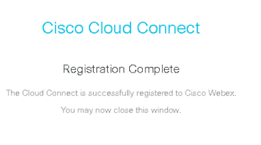 Cloud connect registeration complete