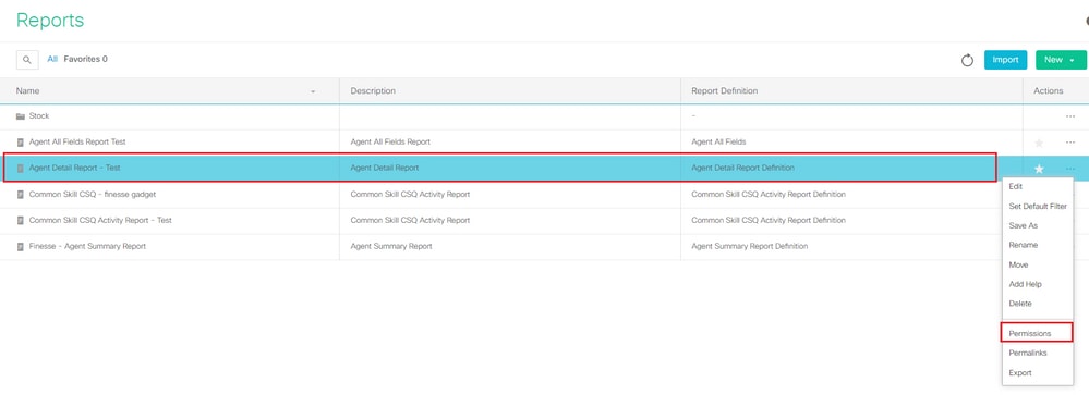 Selecting Permission option for Agent Detail Report