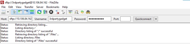 Filezilla login interface