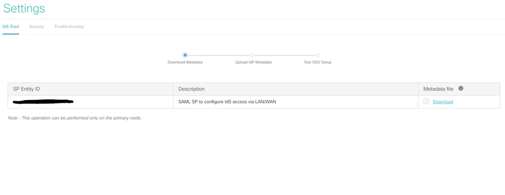 Click Download for the Metadata File
