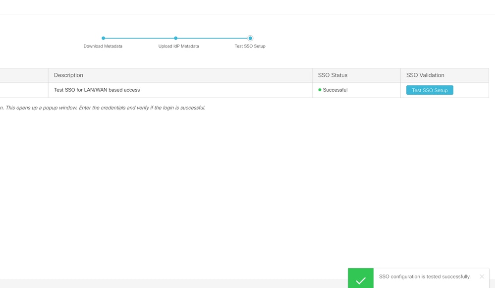 TEST SSO must be Successful as Shown