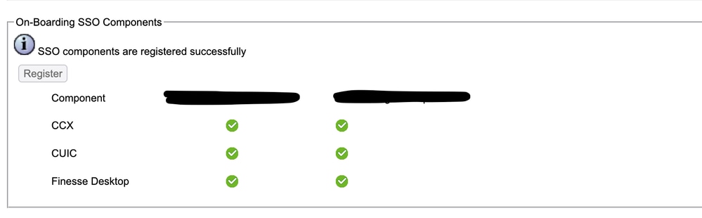 On the CCX Admin All Components must Show Registered