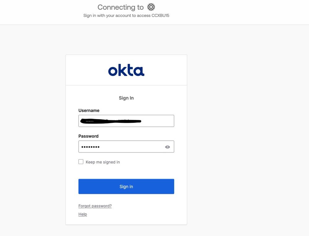 OKTA Webpage on Sign In