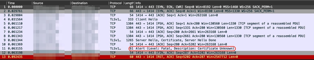 Certificate Error Viewed From PCAP