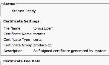 Certificate Status, Settings and File Data