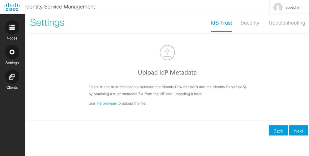 Upload IdP Metadata