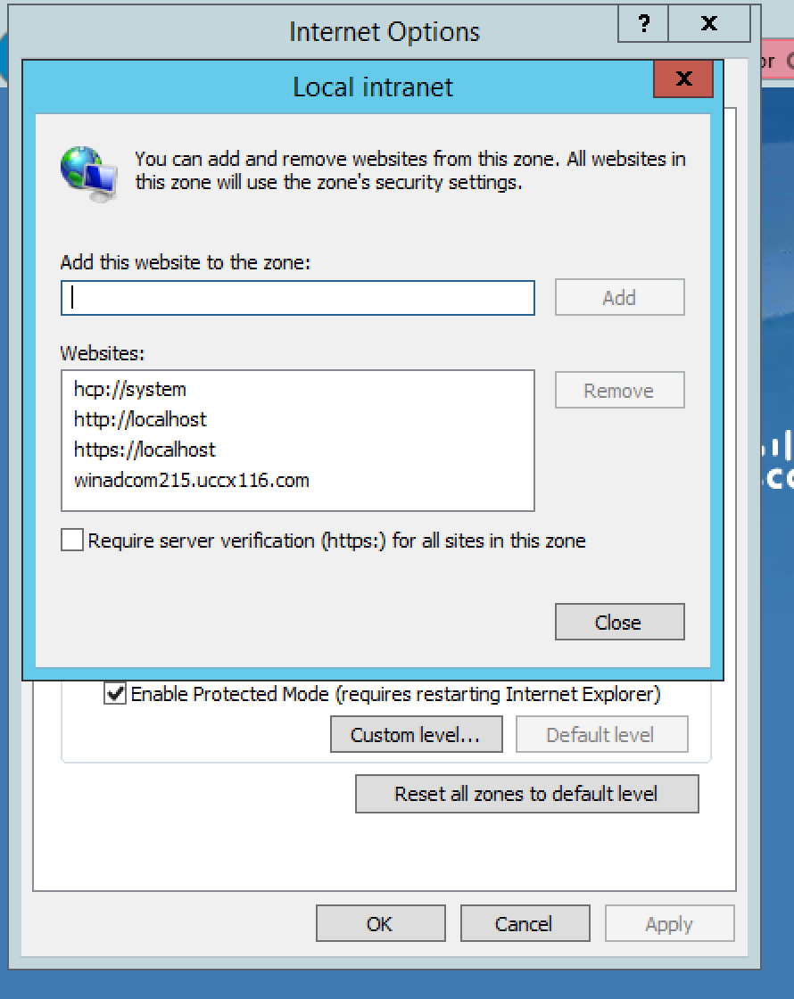 Add ADFS URL to Intranet Zones in Internet Explorer Security Settings