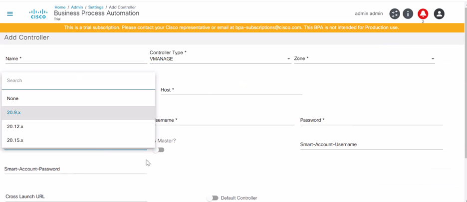 Add Controller: VMANAGE