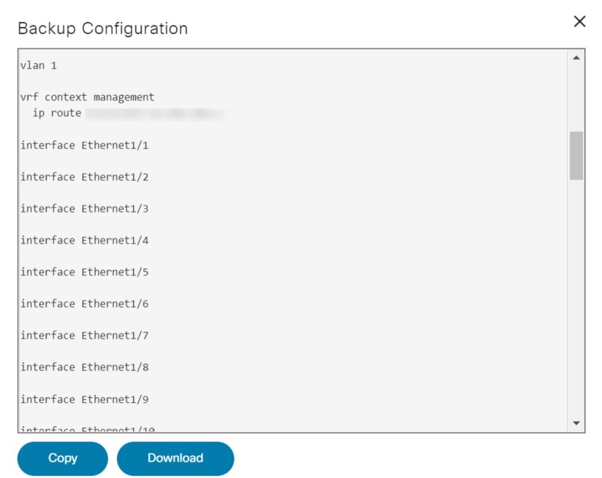 Backup Configuration Window