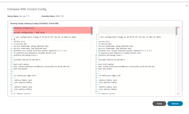 Compare with Current Config