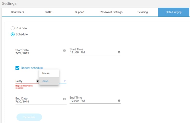 Data Purging Settings