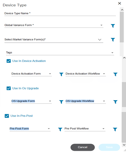 Device Type Screen