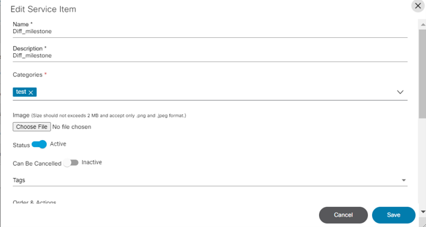 Edit Service Item Window