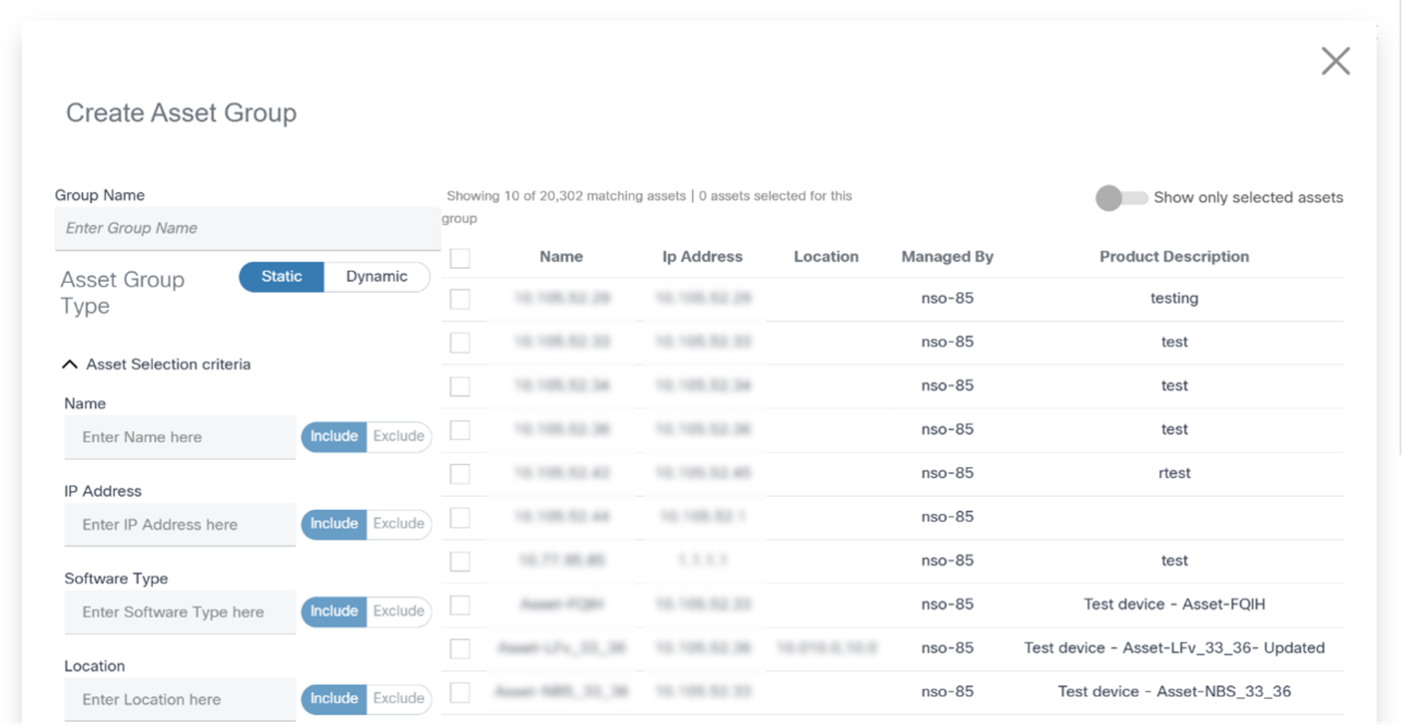 Asset Selection Criteria