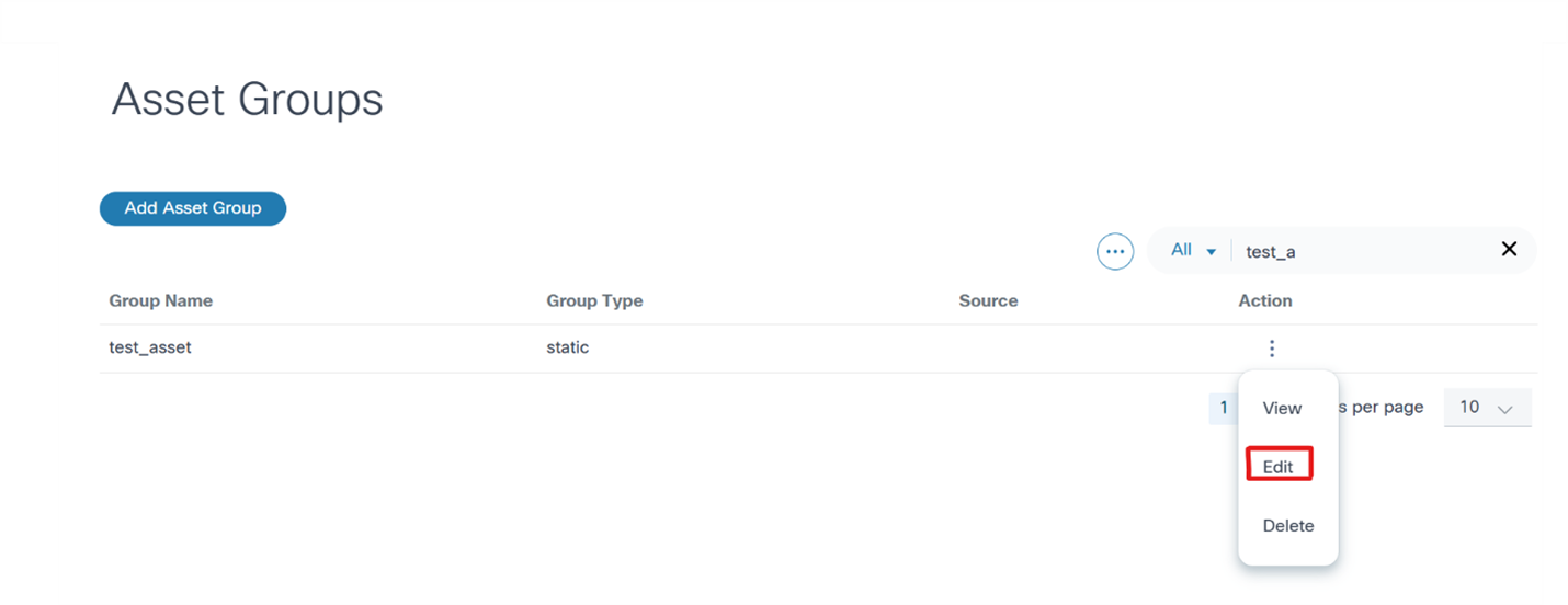 Static Asset Groups Edit Action