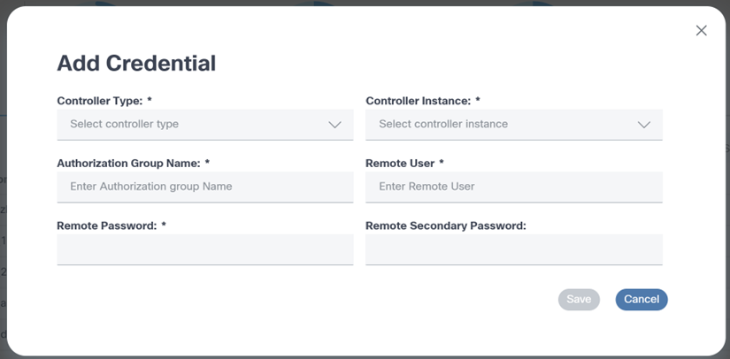 Add Credentials Window