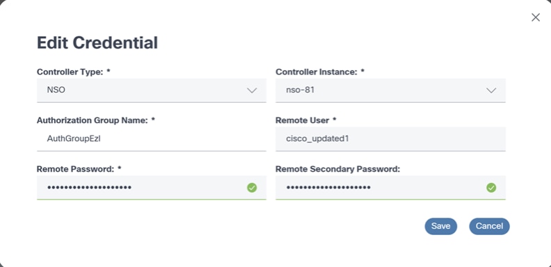 Edit Credentials Window