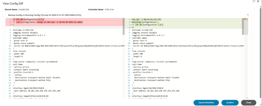 View Post-Restore Config Diff