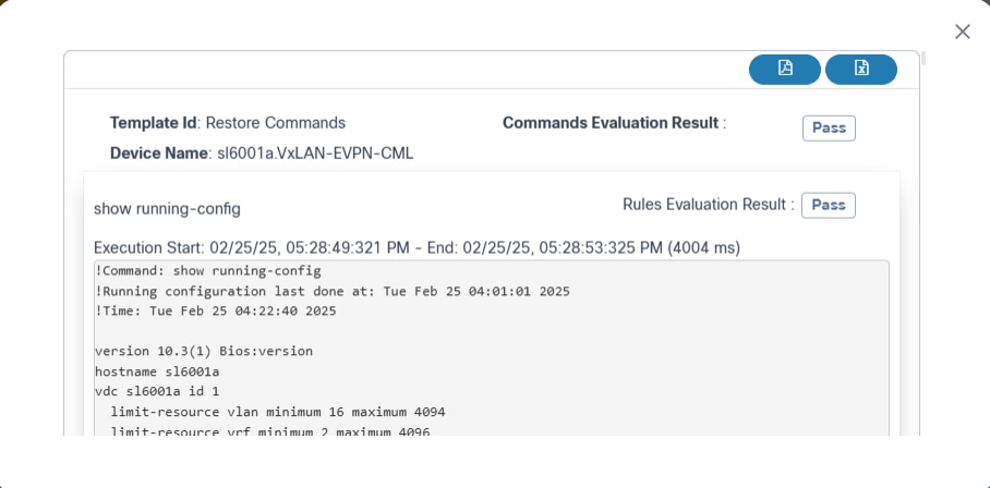 Output for Execute Prechecks