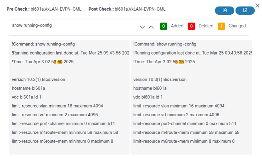 Output for View AnalyticsDiff