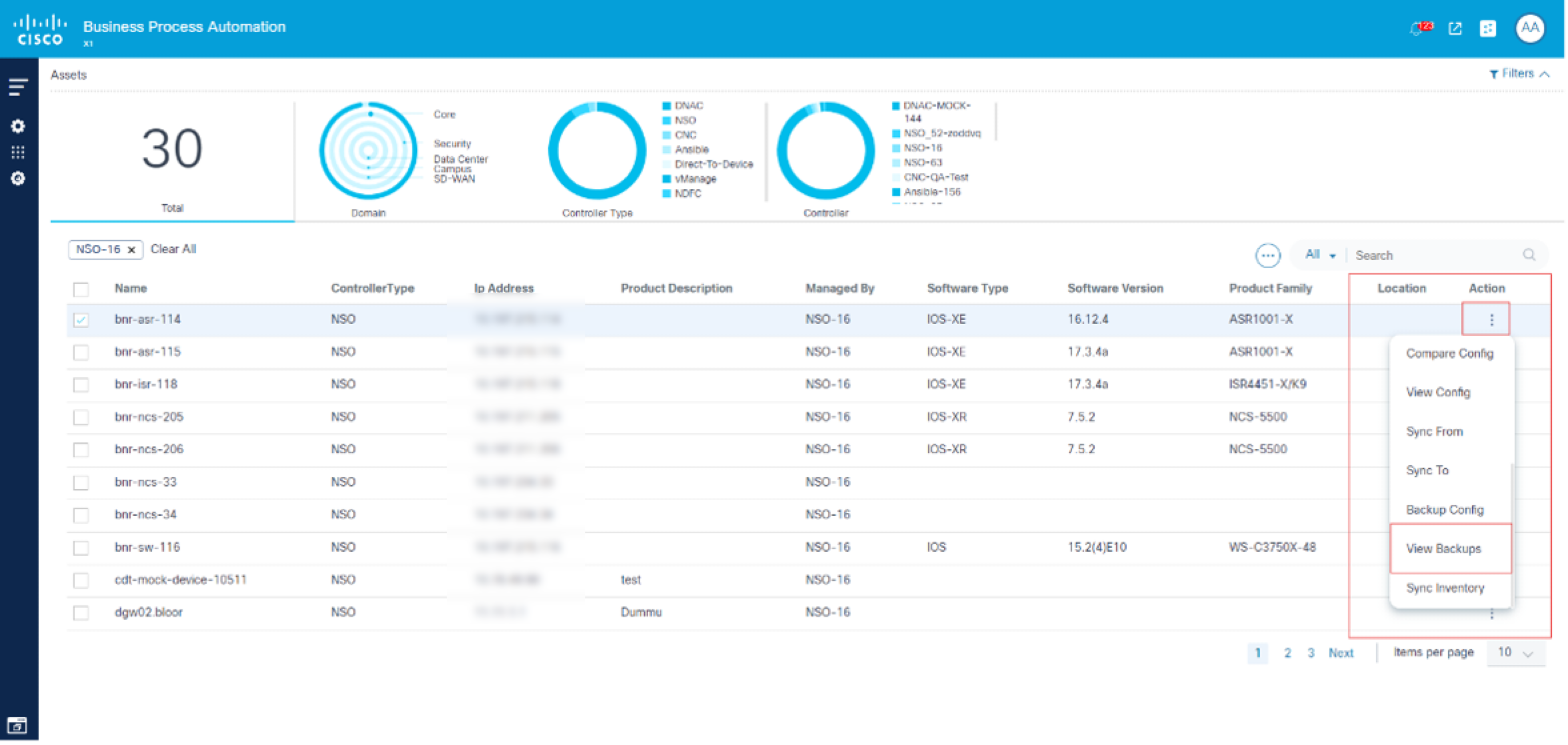 View Backups Option